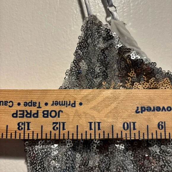 NWT Urban Outfitters Greta Silver Sequin Slip Mini Dress - Picture 9 of 10